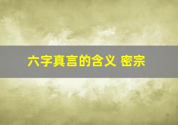 六字真言的含义 密宗